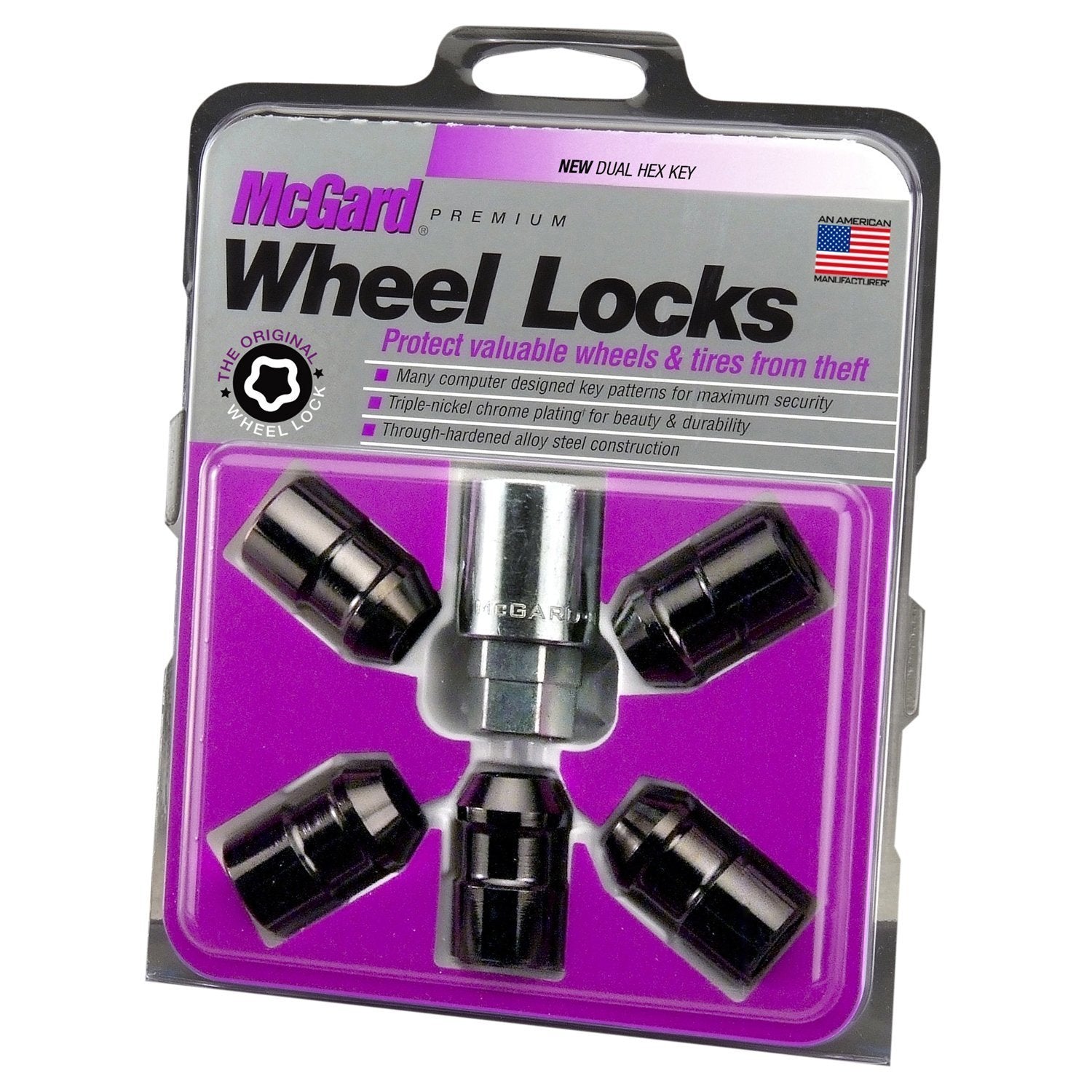 McGard, McGard Cone Seat Exposed Style Wheel Locks / Black / 5 Lock Set (24548)