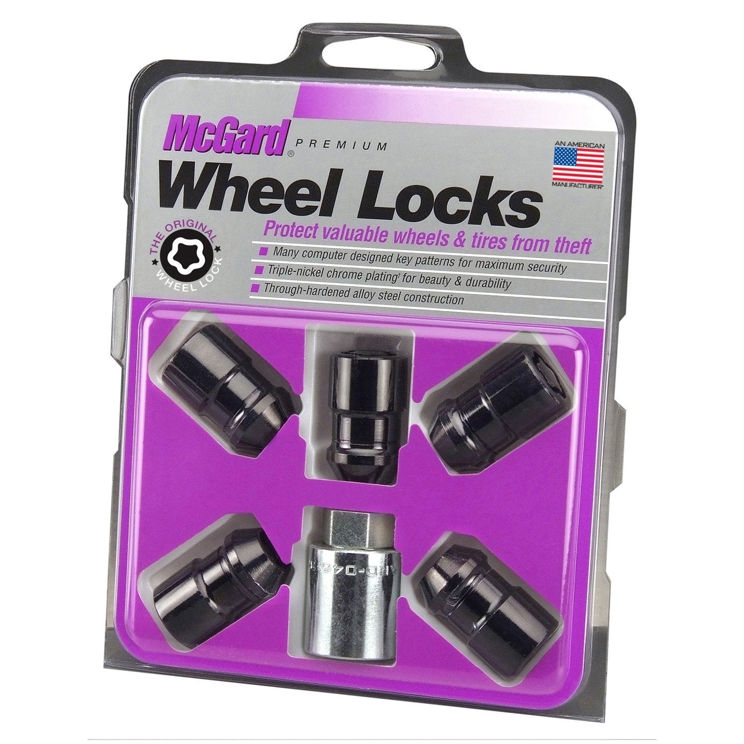 McGard, McGard Cone Seat Exposed Style Wheel Locks / Black / 5 Lock set (24526)