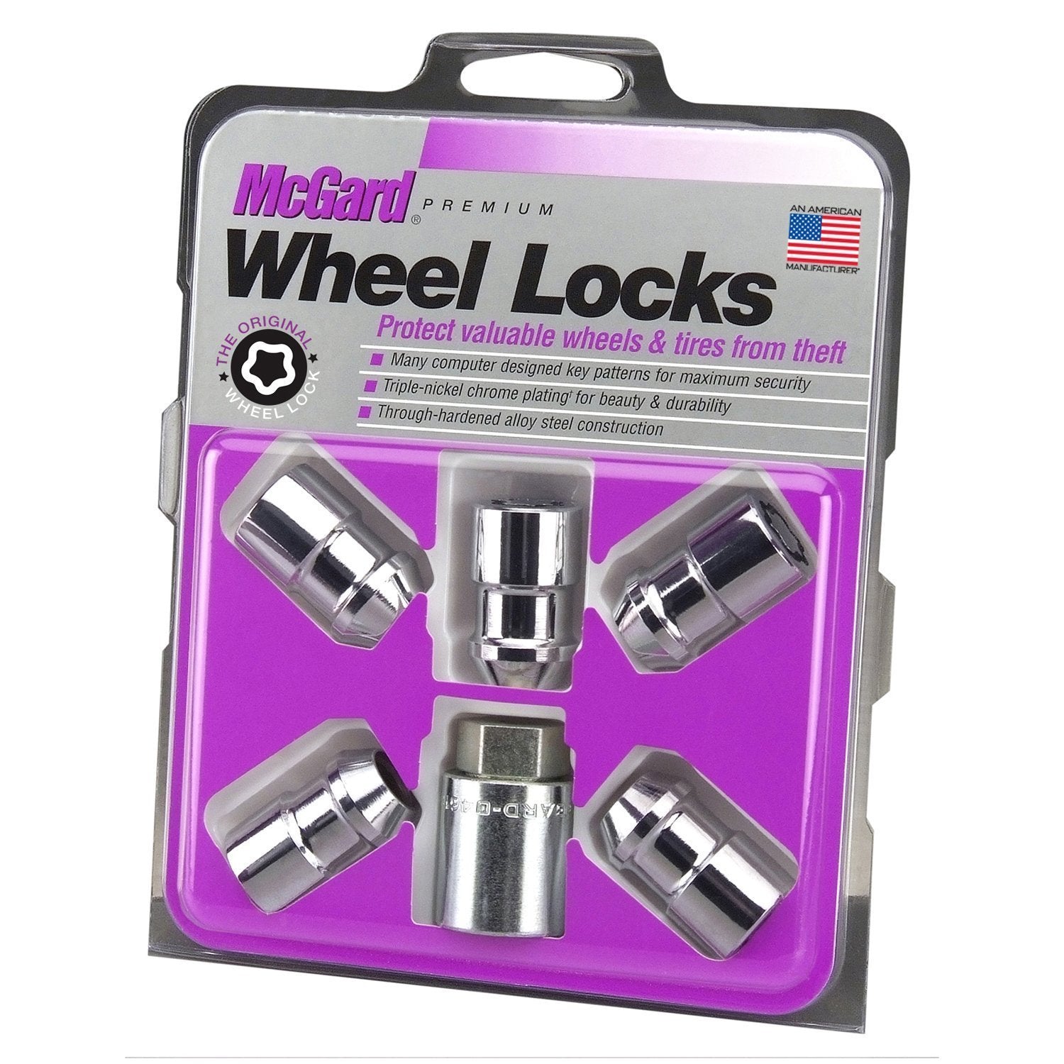 McGard, McGard Cone Seat Exposed Style Wheel Locks / Chrome / 5 Lock Set (24532)