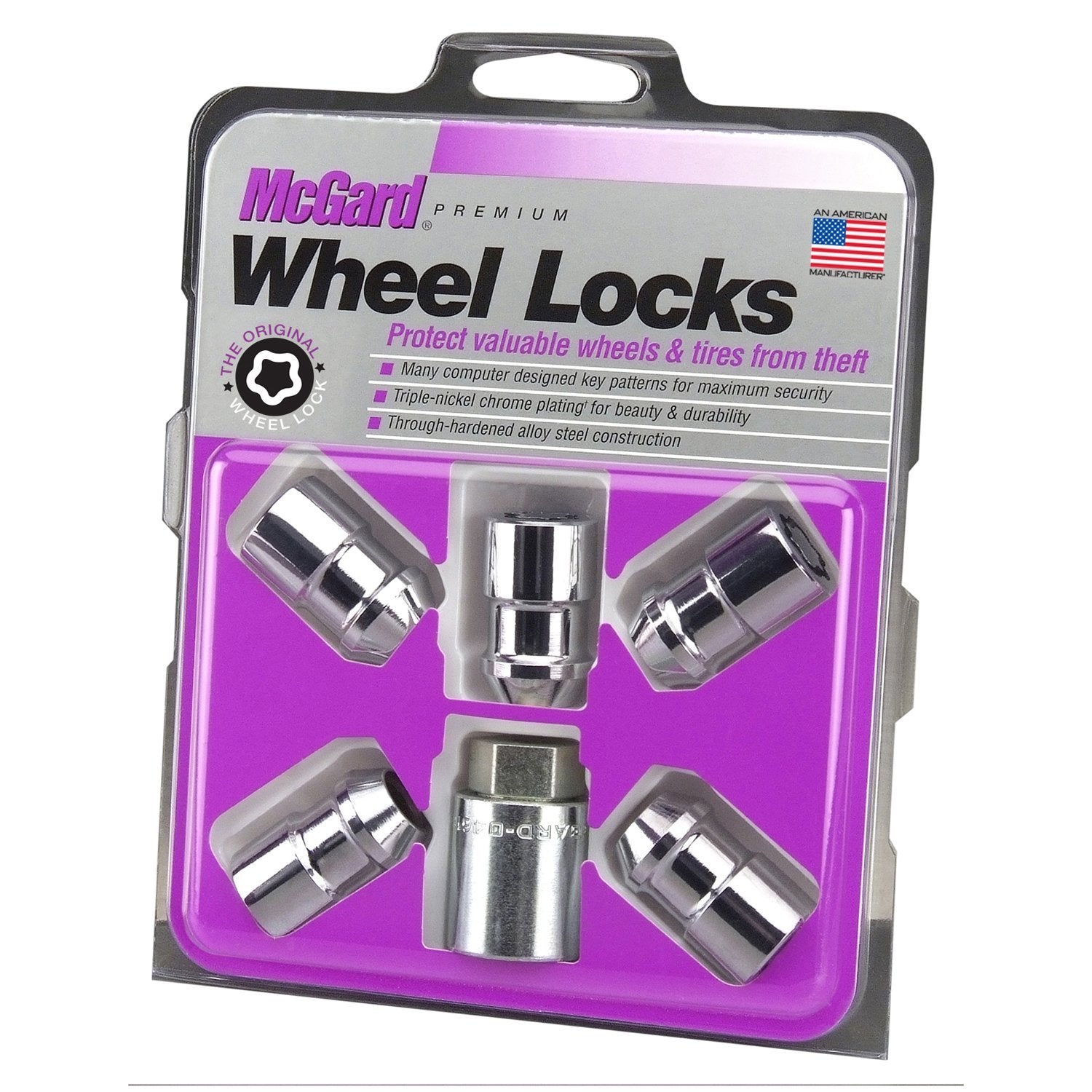 McGard, McGard Cone Seat Exposed Style Wheel Locks / Chrome / 5 Lock Set (24537)