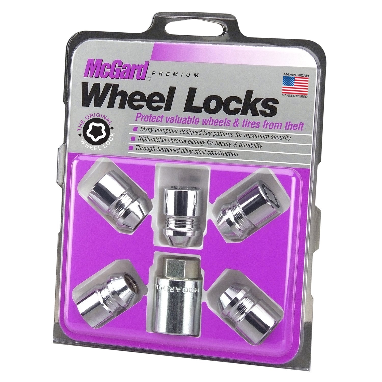 McGard, McGard Cone Seat Exposed Style Wheel Locks / Chrome / 5 Lock Set (24552)