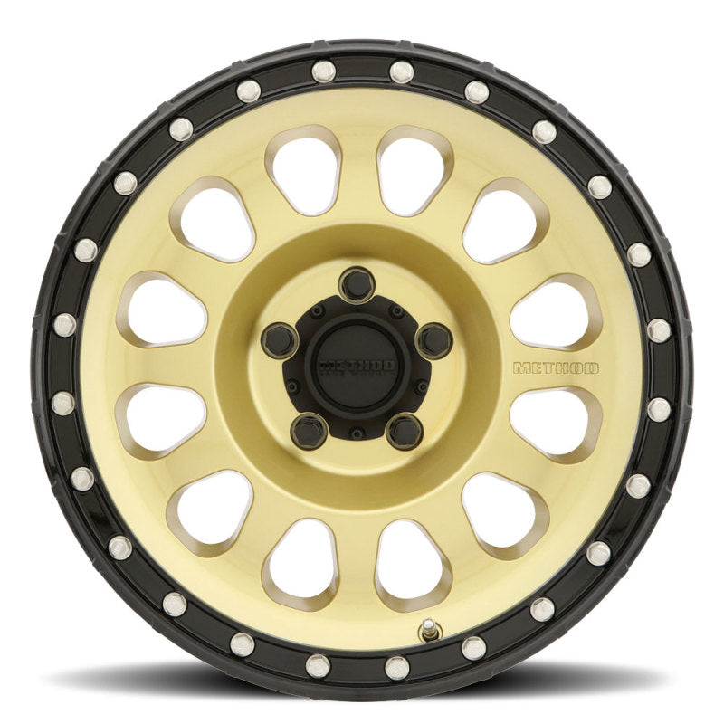 Method Wheels, Method MR315 17x8.5 0mm Offset 5x150 110.5mm CB Gold/Black Street Loc Wheel