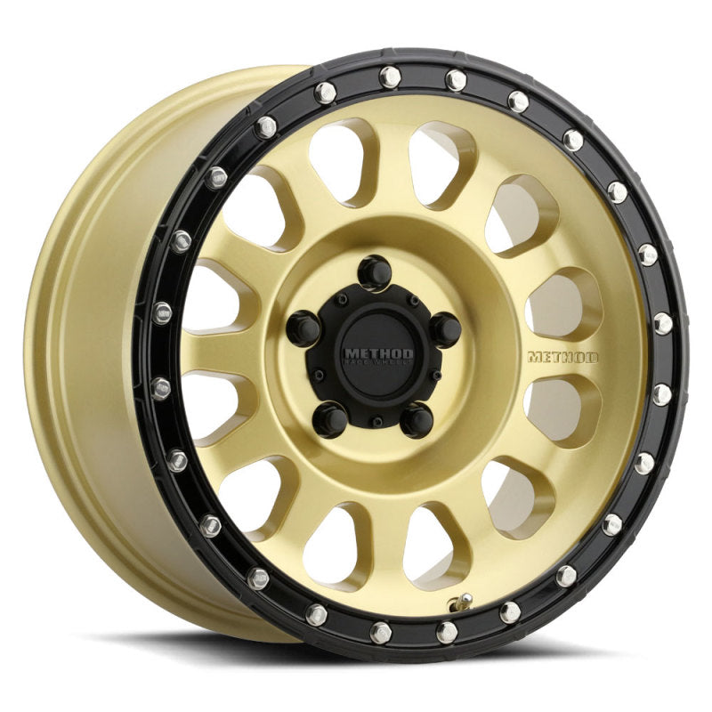 Method Wheels, Method MR315 17x8.5 0mm Offset 5x150 110.5mm CB Gold/Black Street Loc Wheel